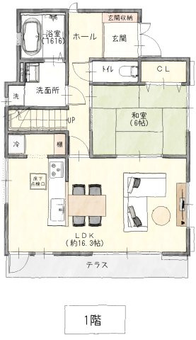 1階57.55？！1坪タイプのお風呂！対面キッチンを採用！LDK16帖超、和室6帖で繋げれば22帖超の広々大空間！追加リフォームの御見積も承ります！