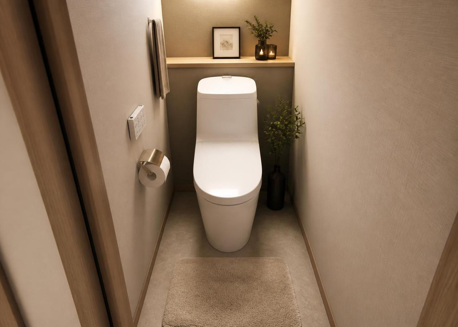 清潔感ある温水洗浄便座付きのトイレです。内装リフォーム済みのため気持ちよくご使用いただけます。毎日使う水回り空間だからこそキレイで快適な環境が整っており、お掃除のお手入れも手軽に行えるのが魅力です。
