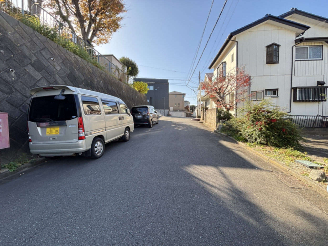 道路挟んで公園があります
