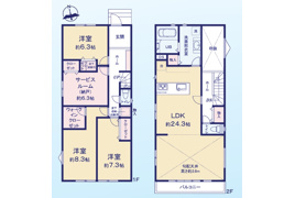 杉並区本天沼3丁目 新築戸建 11500万円の間取り