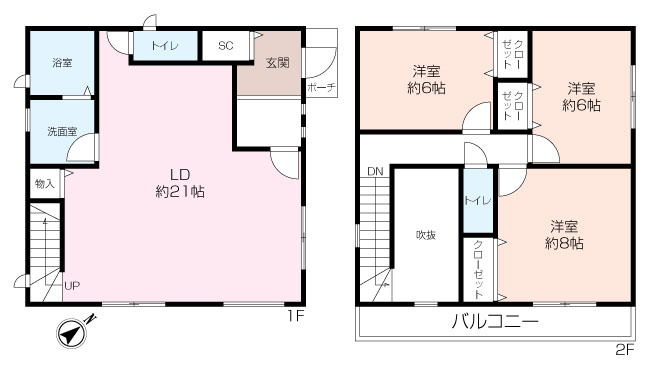 1階52.99？　2階46.37？　合計99.36？　建築費用：1、800万円（税込）※外構費用も含まれております。土地と合計2580万円