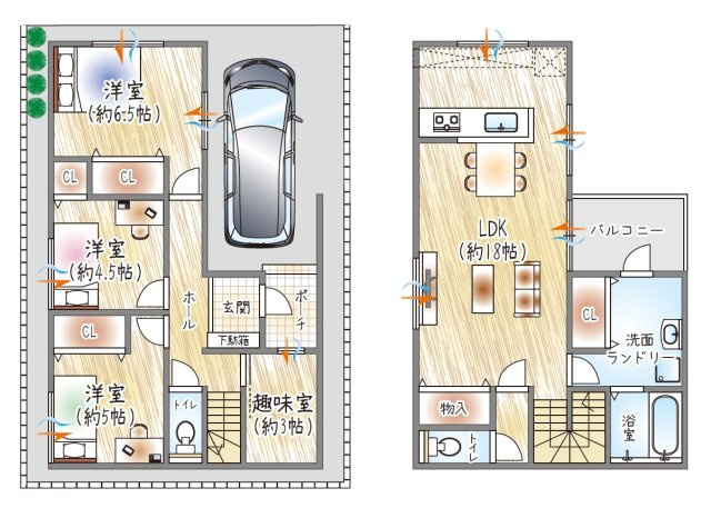 【参考プラン？】(ベストプラン建物価格：2430万円～)　■建物面積：95.24？　■2階建て×3SLDK　18帖LDKとランドリースペースで、家事効率にも配慮した設計◎