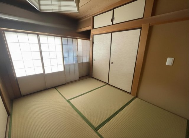 陽当たりのよい和室　※AI加工で家具を消しております。