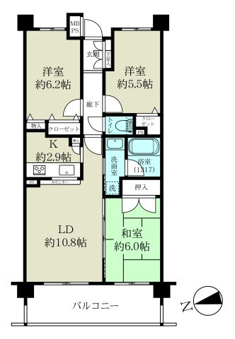 専有面積:66.74？、バルコニー面積10.80？