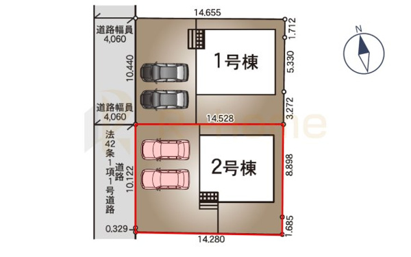 【筑西市下川島第2 新築戸建て 2号棟の区画図】