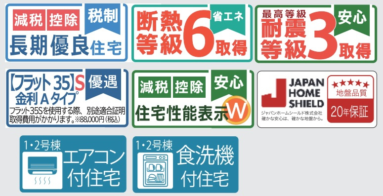 長期優良住宅、性能評価住宅（耐震等級3など）