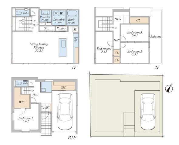 【目黒区下目黒5丁目 新築戸建の間取り】