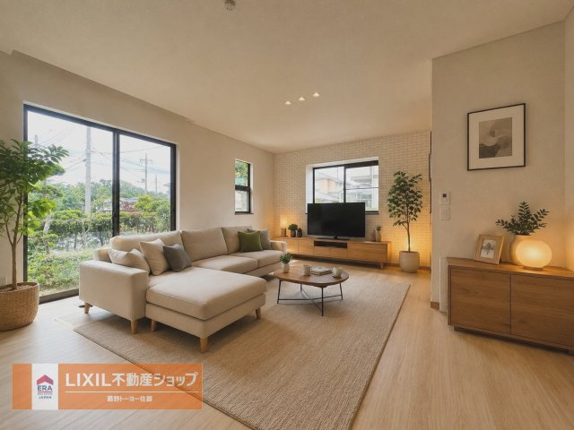 ※家具はCGパースです。家具の配置など参考にして下さい！　日当りの良いLDKは家族でのんびり過ごせます。