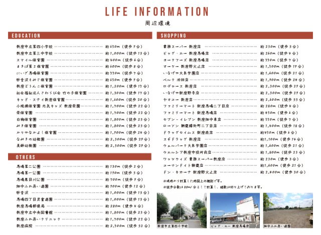 【ライフインフォメーション】　公園や保育施設が近く子育てのしやすい環境。スーパー・コンビニ・ドラッグストアは徒歩圏内にございます。