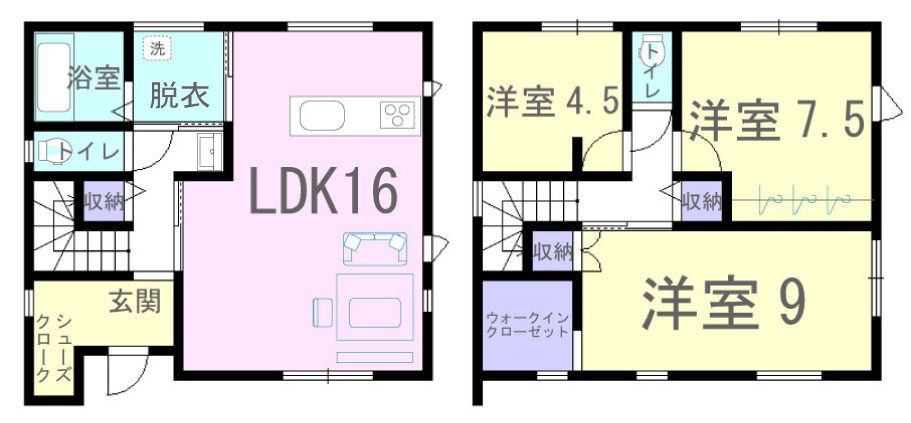3LDK+S（ウォークインクローゼット）の新しい間取りです！