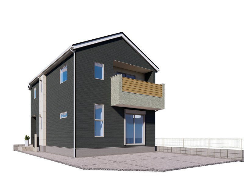 【東松山市和泉町4号棟　完成イメージ】モダンなデザインと、モノトーンで纏めたシンプルな色合いは住む人を飽きさせません！
