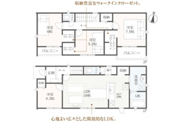 北方町加茂新築建売全2棟 ウォークインクローゼット3か所 収納豊富なお家 最寄り駅まで徒歩10分 の間取り