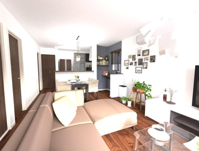 内観のデザイン性や機能性を重視したデザイン分譲住宅です。スタディカウンター付き※内装イメージ施工例