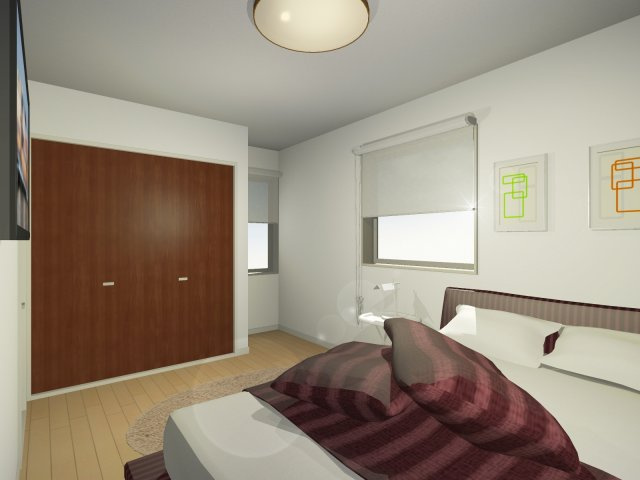 建物プランパース（洋室）完成イメージパースになります。完成時に異なり事もありますので、事前にご確認して下さい。