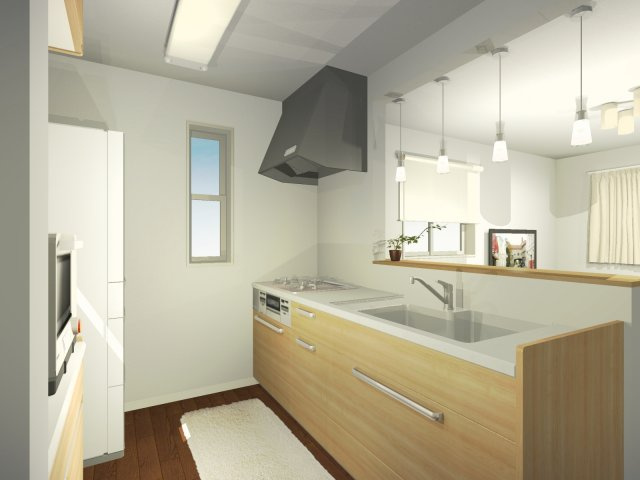 建物プランパース（キッチン）完成イメージパースになります。完成時に異なり事もありますので、事前にご確認して下さい。