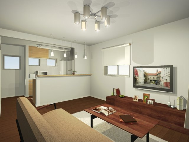 建物プランパース（リビング）完成イメージパースになります。完成時に異なり事もありますので、事前にご確認して下さい。
