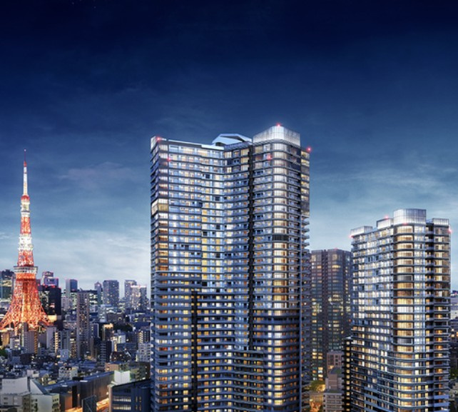 東京タワーを望む圧倒的な存在感。煌めく都心の夜景を日常にする　羨望のタワーマンション外観です。