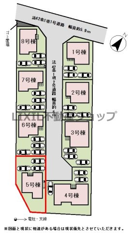 【区画図】5号棟　区画図です。駐車3台可能です！