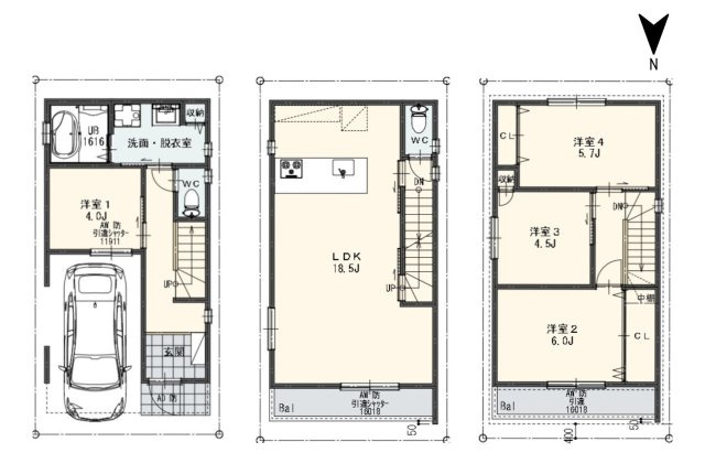 【参考プラン】4LDK　土地面積：50.98平米　建物面積：95.58平米　土地価格2680万円＋建物価格2300万円　合計価格4980万円