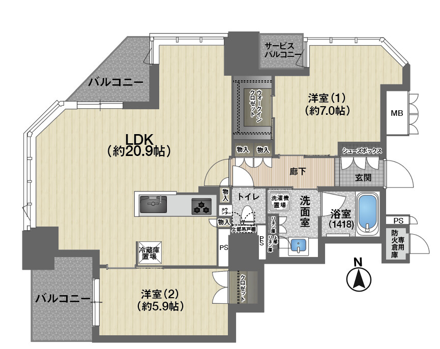 【間取り】27階・北西角住戸につき採光・眺望良好◎表面利回り：約3.59%！