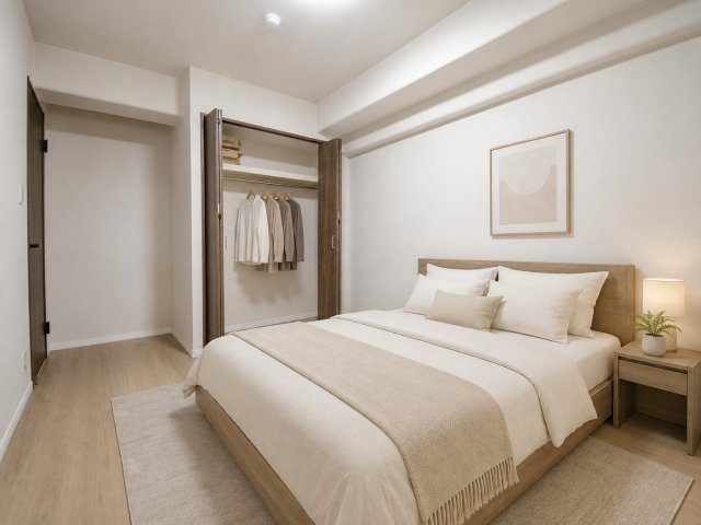【洋室　6帖】　収納付きでお部屋を広く使える洋室。寝室や子ども部屋など幅広い用途に活用できます。