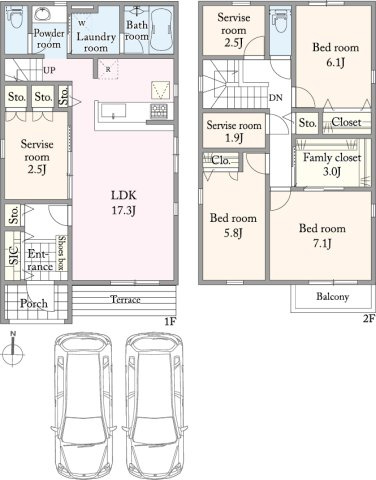 ■建物プラン例（間取図）　建物面積：114.60m2（34.66坪）、建物価格：4621万円　※別途、外構工事費・付帯工事費・諸費用等が必要となります　※当該プランの採用および変更は自由に可能です