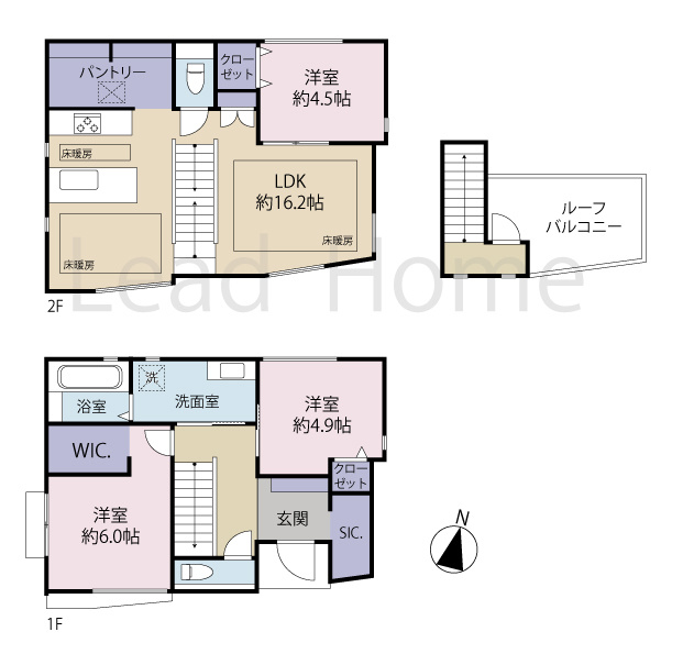 建物参考プラン。建物参考価格約3000万円。建物面積約91.14？の2階建3LDK+ルーフバルコニー。