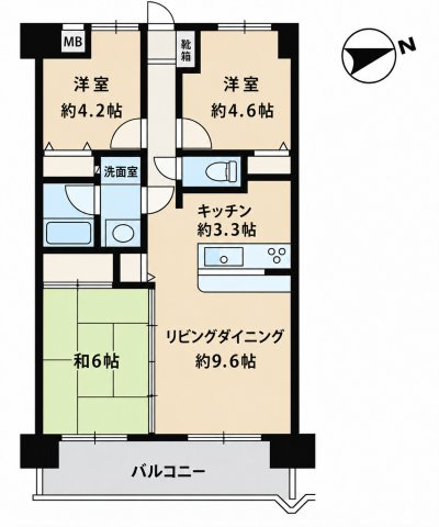 LDKと和室が隣接した住空間