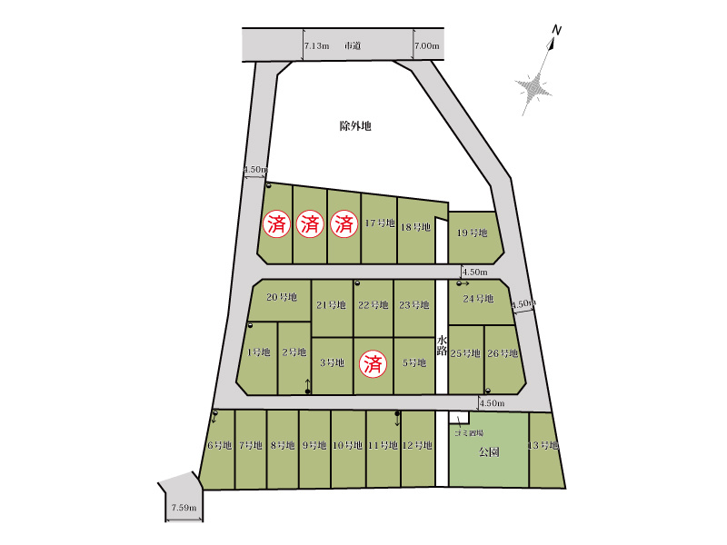 家づくりの選択肢が広がる建築条件なし売地。全26区画の大型分譲地です。公園が隣接した子育て世代に嬉しい住環境で、小・中学校やスーパーも徒歩圏内に揃う、暮らしやすい立地が魅力です。