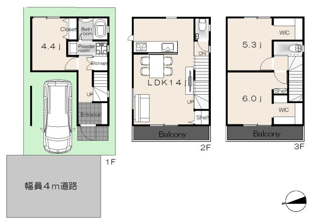 土地図＋建物プラン例