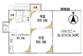 日野市三沢の中古マンションの間取り