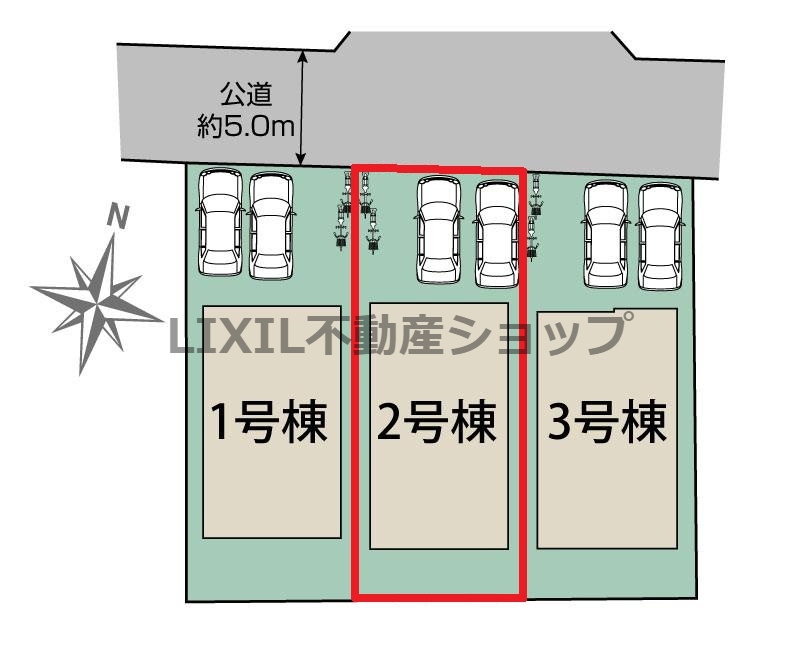 【区画図】区画図です。　駐車場は並列2台駐車可能です！是非現地で道幅等ご確認ください！