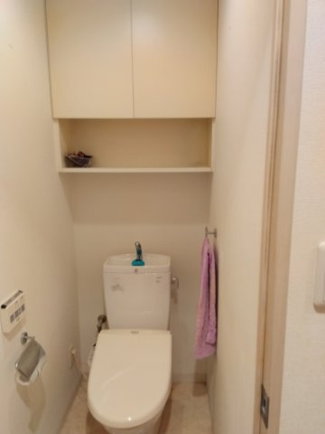 収納たっぷりのトイレで、ストックの保管に便利ですね。