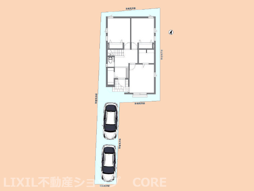 カースペースは嬉しい2台分（車種による）セカンドカーをお持ちの方も安心です！