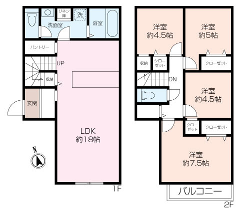 2区画の建物参考プラン（4LDK＋SIC）！　南西角地の日当たりが良い区画です。