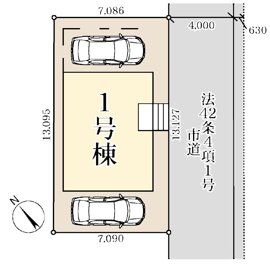 駐車場：2台駐車可能(車種による)　車庫面積：14.90平米