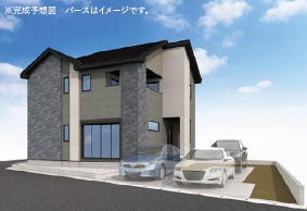 落ち着いた色合いと直線的なフォルムが特徴のデザイン住宅。シンプルながらも高級感のある外観です♪