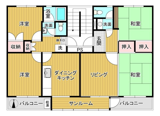 最上階5階部分・角部屋・入口2か所あります！