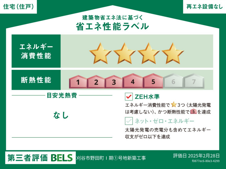 刈谷市野田町1号地省エネ性能ラベル