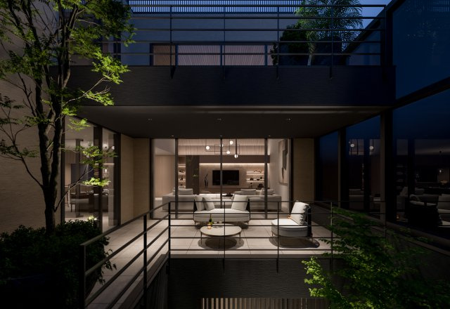 ■建物プラン例（バルコニー・パース）　建物面積：166.90？[約50.49坪]、　建物価格：4億4、800万円　※別途、外構・付帯工事費等が必要となります　。