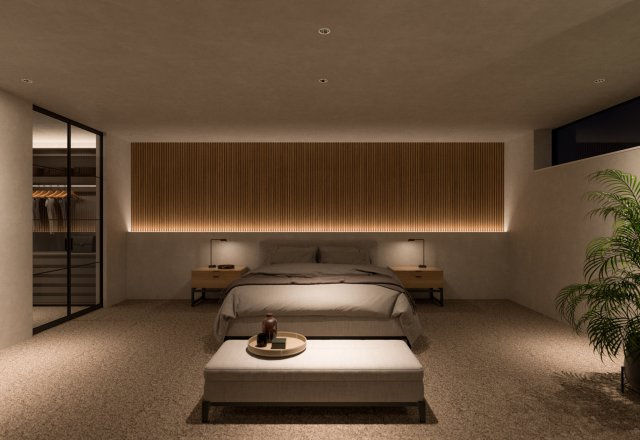 ■建物プラン例（MBR・パース）　建物面積：166.90？[約50.49坪]、　建物価格：4億4、800万円　※別途、外構・付帯工事費等が必要となります　。