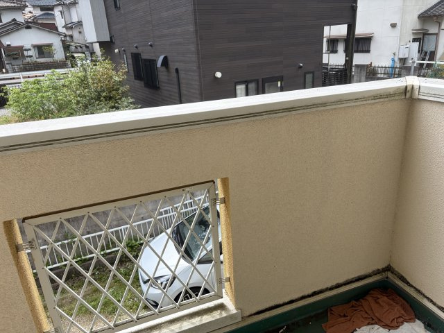 格子から光と風が通り、手すり壁が外からの視線を程よくカットします。