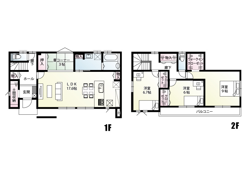 3号棟　建物面積114.27？（34.56坪）家族団らんが弾む17.6帖のLDKにくつろぎの3帖畳コーナーを隣接。土間収納や各居室のクローゼットに加え、主寝室には大容量のWICを備えた機能的な間取り！