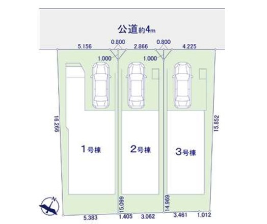 【渋谷区笹塚3丁目　新築戸建　1号棟 15698万円の区画図】