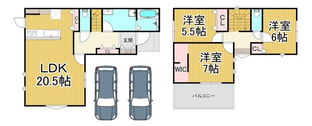 土地図＋建物プラン例
