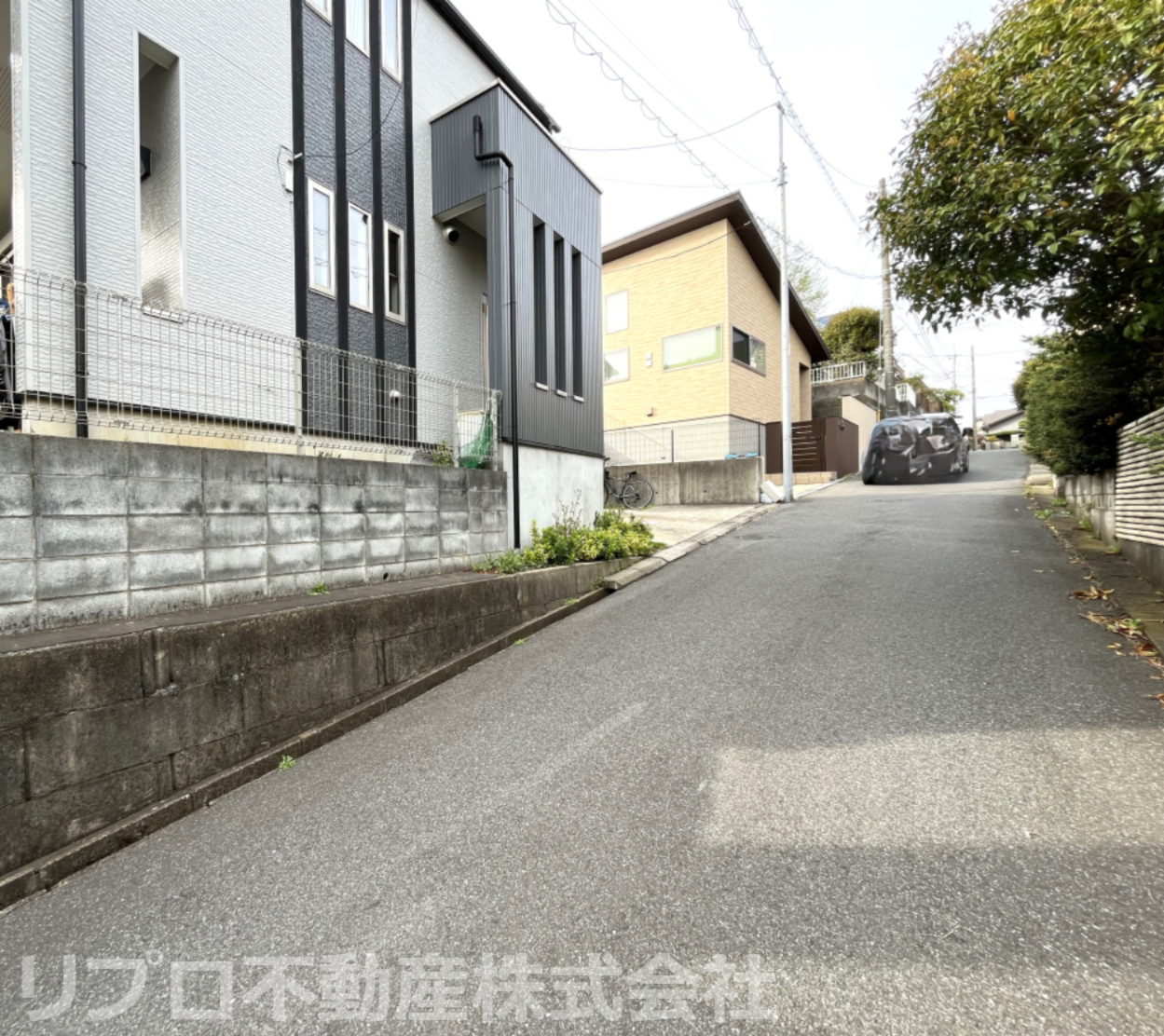 南側から見た前面道路です