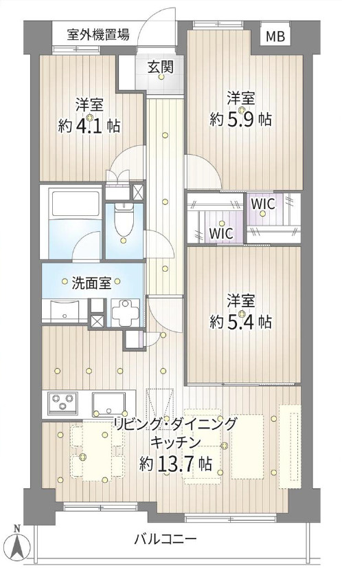 ご家族入居でも使いやすい間取りです。　