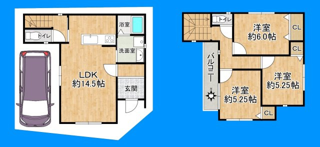 土地面積21.47坪！　収納豊富で使い勝手の良い間取りです！