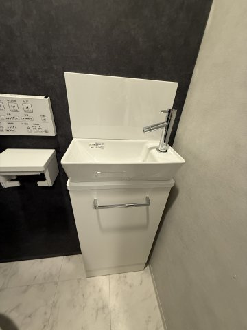 来客時も洗面室を通さずに手洗い可能な独立手洗い場　※同タイプ