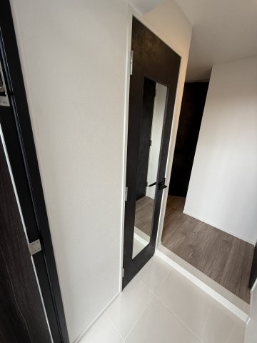 全身チェックができ、外出前の身だしなみ確認に便利な姿見付き建具　空間を広く見せる視覚効果も◎　※同タイプ